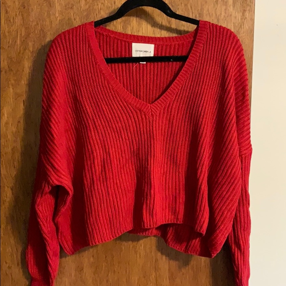Red cropped sweater